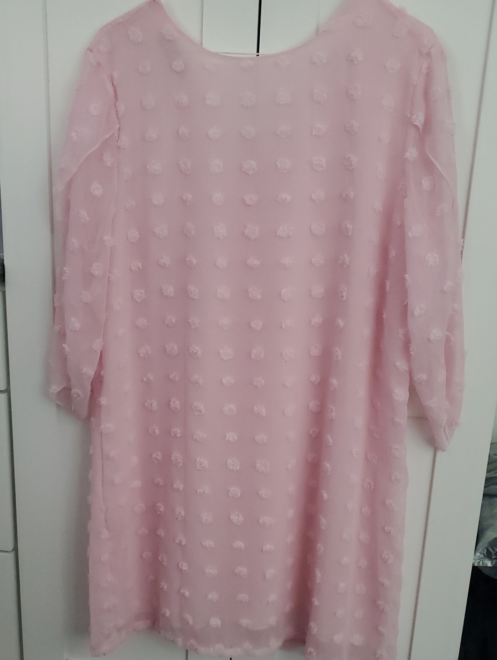 Light Pink Long-Sleeve Textured Shift Dress